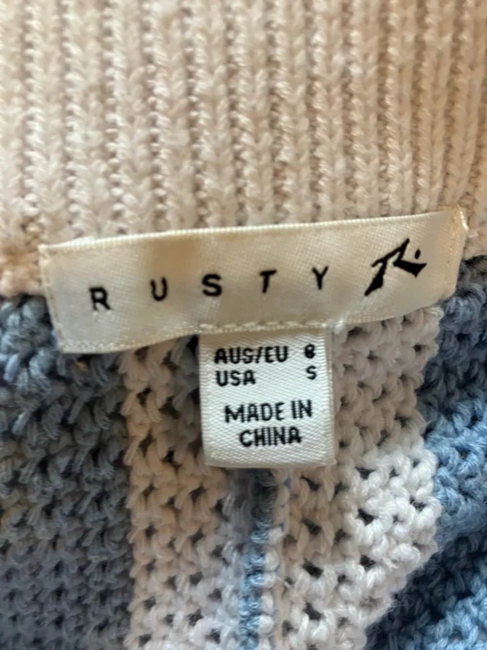 Rusty Mindy Striped Knit Shorts in Cream and Light Blue - Picture 5 of 5